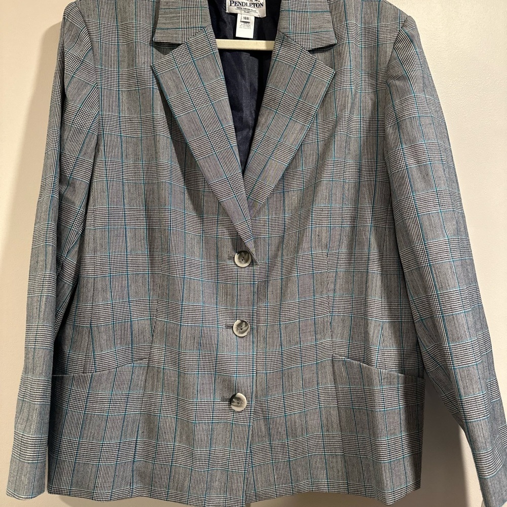 Pendleton Women's Gray Plaid Two Button Blazer 16… - image 7